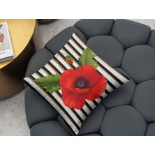 Menesa Home •	kırmızı Gelincik Çiçek Desenli Dijital Baskılı 2 Li  Kırlent Kılıfı