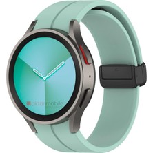 AktarMobile Samsung Galaxy Watch 7 40 / 44 mm Silikon Kordon Magnetik D Tokalı Spor Kayış Mıknatıslı Toka