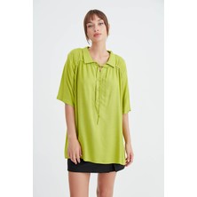 Vitrin Önü Düğmeli Bağlamalı Bluz