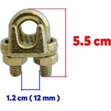 Badem10 Çelik Halat Sıkma Sabitleme Klemensi 12 mm Iskota Ipi Sıkma Bağlama Somunlu A Tipi Kelemens 4 Adet