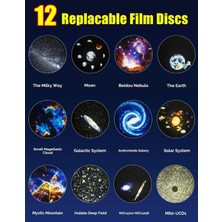 Bin Hediye Gezegen Tavan Projektörü ile 12 Film Diskleri-Sessiz, Hd Zoom Projeksiyon, Gece Lambası 709785