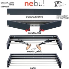 Nebu 100 cm Large Iç ve Dış Mekan Duvara Monte Dekoratif  Çamaşır Askısı