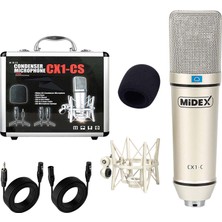 Midex CX1 Profesyonel Condenser Stüdyo Ses Kayıt Mikrofon Seti Hardcase ile Full Set