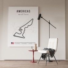 Pegziz Formula1 Amerika Pisti Çizimi Kanvas Tablo Minimalist F1 Sanatsal Tablo Duvar Dekoru