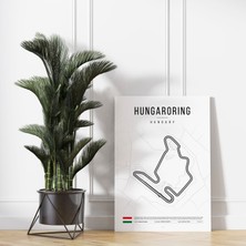 Pegziz Formula1 Macaristan Hungaroring Pisti Kanvas Tablo Minimalist F1 Sanatsal Tablo Duvar Dekoru