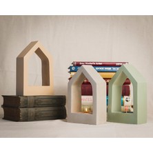 Zekk Atelye Ev Şeklinde Beton Tealight Mumluk Ve Kitap Tutucu -Özel Tasarım Dekoratif Mumluk