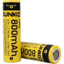 Sunkko 3.7 Volt 800 Mah 14500 Şarj Edilebilir Pil 2'li Paket