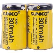 Sunkko 3.7 Volt 300 Mah 14250 Şarj Edilebilir Pil 2'li Paket