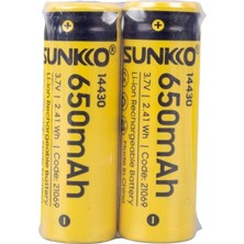 Sunkko 3.7 Volt 600 Mah 14430 Şarj Edilebilir Pil 2'li Paket