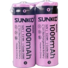 Sunkko Ifr 3 2 Volt 1000 Mah 18500 Şarj Edilebilir Pil 2'li Paket