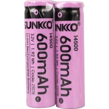 Sunkko Ifr 3 2 Volt 600 Mah 14500 Şarj Edilebilir Pil 2'li Paket