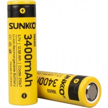 Sunkko 3.7 Volt 3400 Mah 18650 Şarj Edilebilir Pil 2'li Paket