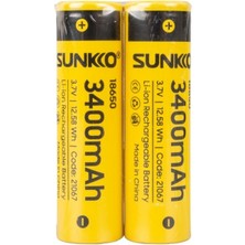 Sunkko 3.7 Volt 3400 Mah 18650 Şarj Edilebilir Pil 2'li Paket