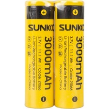 Sunkko 3.7 Volt 3000 Mah 18650 Şarj Edilebilir Pil 2'li Paket