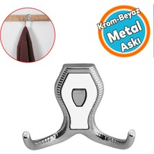 Nzb Vestiyer Mobilya Duvar Askısı Metal Dolap Elbise Askılığı Krom Renk Askı Beyaz Kapaklı