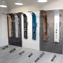 Decordem Banora Infinity Lux Duş Paneli, 5 Fonksiyonlu, Paslanmaz Çelik, Tepe Duş, Şelale Sistem, Altın