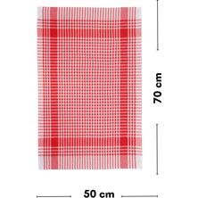 Latte Tekstil Kırmızı Renkli Pamuklu Kumaştan Pöti Kareli 4'lü Kurulama Bezi, Beslenme Örtüsü, Servis Peçetesi 50X70 cm