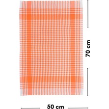 Latte Tekstil Turuncu Renkli Pamuklu Kumaştan Pöti Kareli 4'lü Kurulama Bezi, Beslenme Örtüsü, Servis Peçetesi 50X70 cm