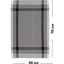 Latte Tekstil Siyah Renkli Pamuklu Kumaştan Pöti Kareli 4'lü Kurulama Bezi, Beslenme Örtüsü, Servis Peçetesi 50X70 cm