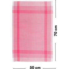 Latte Tekstil Fuşya Renkli Pamuklu Kumaştan Pöti Kareli 4'lü Kurulama Bezi, Beslenme Örtüsü, Servis Peçetesi 50X70 cm