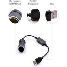 USB 2.0 5 Volt - 2 Amper To 12 Volt - 0.8 Amper Çakmak Çakmaklık Fişi Dişi Çevirici