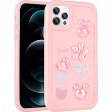 ZORE Apple iPhone 13 Pro Uyumlu Kabartma Figürlü Parlak Toys Silikon Kapak-Pembe