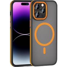 ZORE Apple iPhone 14 Pro Uyumlu Kılıf Magsafe Şarj Özellikli Mat Görünümlü Ant Kapak-Turuncu