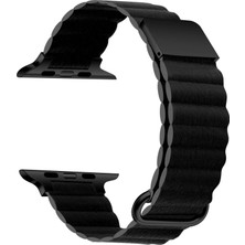 ZORE Apple Watch 7 41MM Uyumlu Krd-78 Pu Deri Kordon Strap Kayış - Siyah