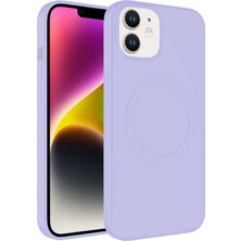 ZORE Apple iPhone 12 Uyumlu Magsafe Wireless Şarj Özellikli Pastel Renk Silikon Plas Kapak-Lila