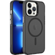 ZORE Apple iPhone 13 Pro Max Uyumlu Magsafe Şarj Özellikli Buzlu Transparan C-Pro Sert Kapak-Siyah