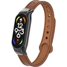 ZORE Xiaomi Mi Band 7 Uyumlu Krd-68 Deri Kordon - Kahverengi
