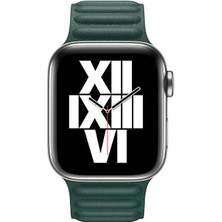 ZORE Apple Watch Ultra 49MM Kordon Uyumlu Krd-34 Deri Strap Kayış - Koyu Yeşil