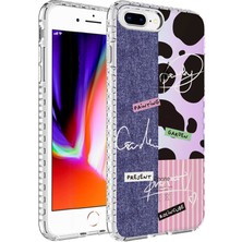 ZORE Apple iPhone 8 Plus Uyumlu Airbag Kenarlı Renkli Desenli Silikon Elegans Kapak-No8