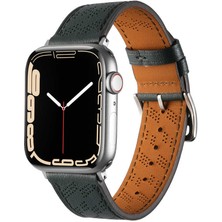 ZORE Apple Watch Ultra 49MM Uyumlu Krd-76 Pu Deri Kordon Strap Kayış - Koyu Yeşil