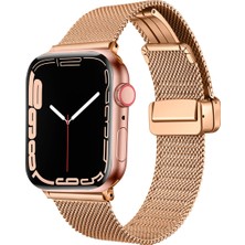 ZORE Apple Watch 7 41MM Uyumlu Krd-85 Metal Kordon - Rose Gold