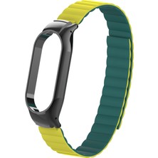 ZORE Xiaomi Mi Band 7 Uyumlu Krd-69 Kordon - Koyu Yeşil-Sarı