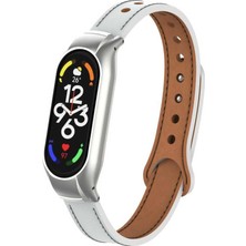 ZORE Xiaomi Mi Band 7 Uyumlu Krd-68 Deri Kordon - Beyaz