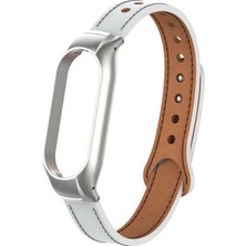 ZORE Xiaomi Mi Band 7 Uyumlu Krd-68 Deri Kordon - Beyaz