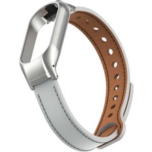 ZORE Xiaomi Mi Band 7 Uyumlu Krd-68 Deri Kordon - Beyaz