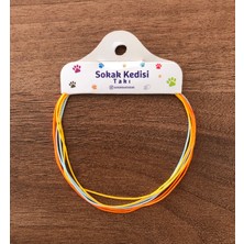 Sokak Kedisi Tasarım Üçlü Kombin Basic Ip Bileklik (Mavi-Turuncu-Sarı)