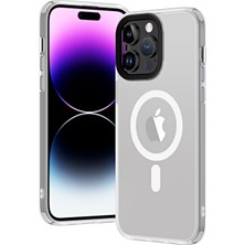 ZORE Apple iPhone 14 Pro Max  Uyumlu Wireless Şarj Özellikli Hibrit Magsafe Kapak-Renksiz