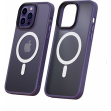 ZORE Apple iPhone 14 Pro Max  Uyumlu Wireless Şarj Özellikli Hibrit Magsafe Kapak-Renksiz
