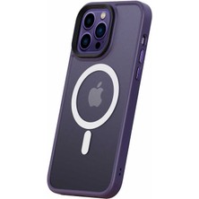 ZORE Apple iPhone 14 Pro Max  Uyumlu Wireless Şarj Özellikli Hibrit Magsafe Kapak-Renksiz
