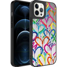 ZORE Apple iPhone 12 Pro Max Uyumlu Aynalı Desenli Kamera Korumalı Parlak Mirror Kapak-Kalp