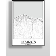 Hari Tasarım Trabzon Şehir Haritası Çerçevesiz Poster-Taraftar Seçenekli-Harita Sanatı, Map Art Design