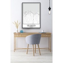 Hari Tasarım Trabzon Şehir Haritası Çerçevesiz Poster-Taraftar Seçenekli-Harita Sanatı, Map Art Design
