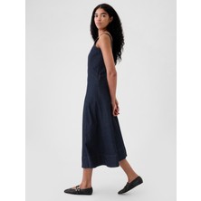 Gap Kadın Lacivert Denim Maxi Elbise