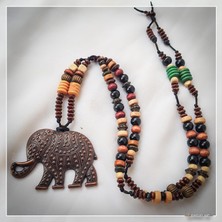 Z Jewelry Art Hogbo - El Yapımı Etnik Otantik Bohem Erkek Kadın Unisex Fil Kolye