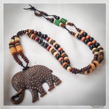 Z Jewelry Art Hogbo - El Yapımı Etnik Otantik Bohem Erkek Kadın Unisex Fil Kolye
