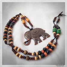 Z Jewelry Art Hogbo - El Yapımı Etnik Otantik Bohem Erkek Kadın Unisex Fil Kolye
